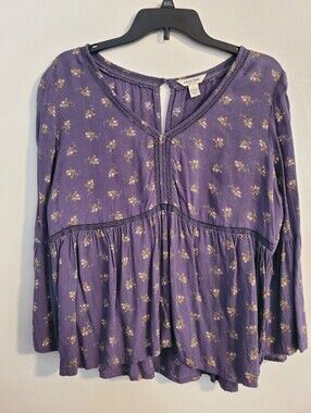 Arizona Jean Company Purple Floral Peasant Top